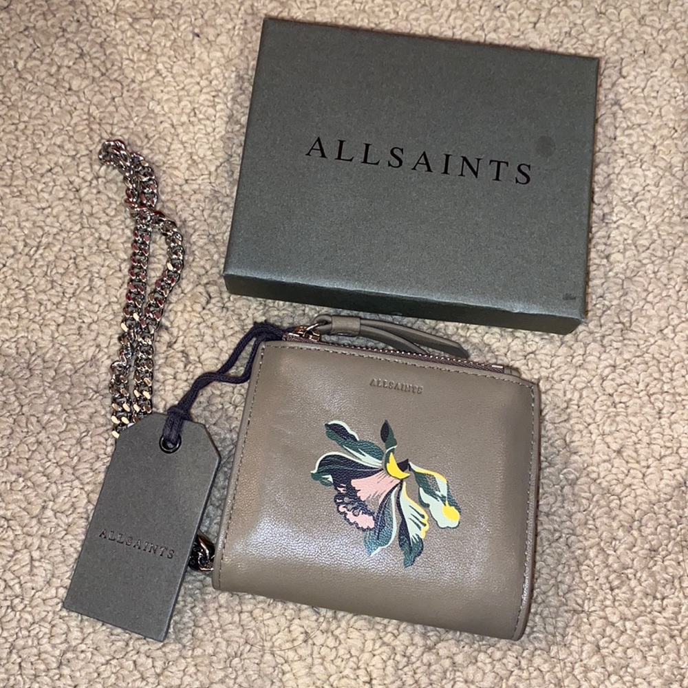 NWT All Saints Flora Wallet - Taupe Grey
